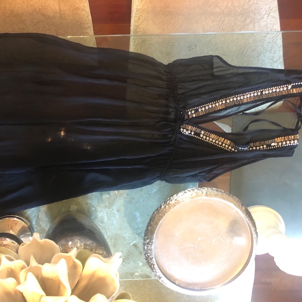Sheer black maxi beach cover up